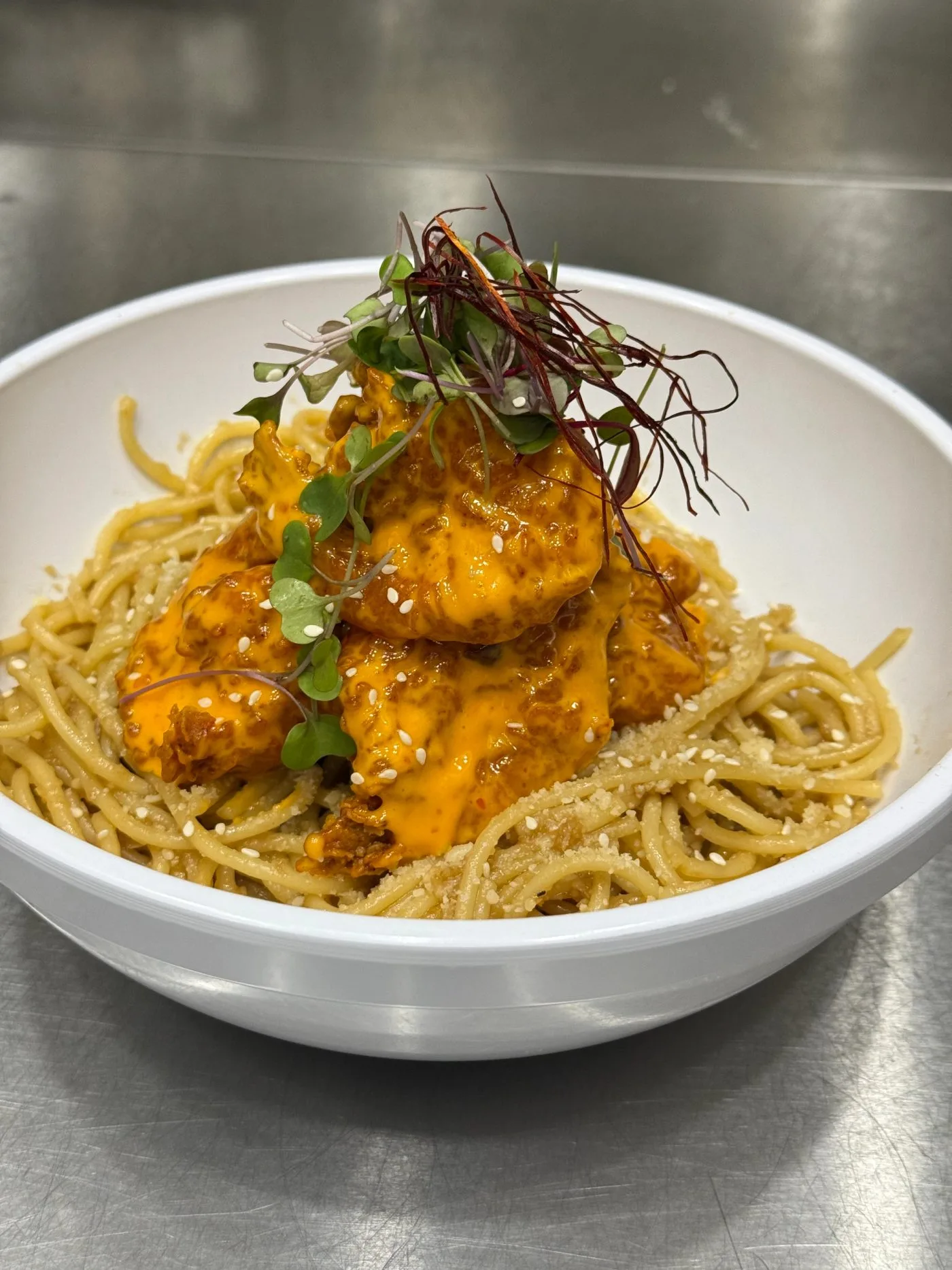 Shrimp with garlic noodles
