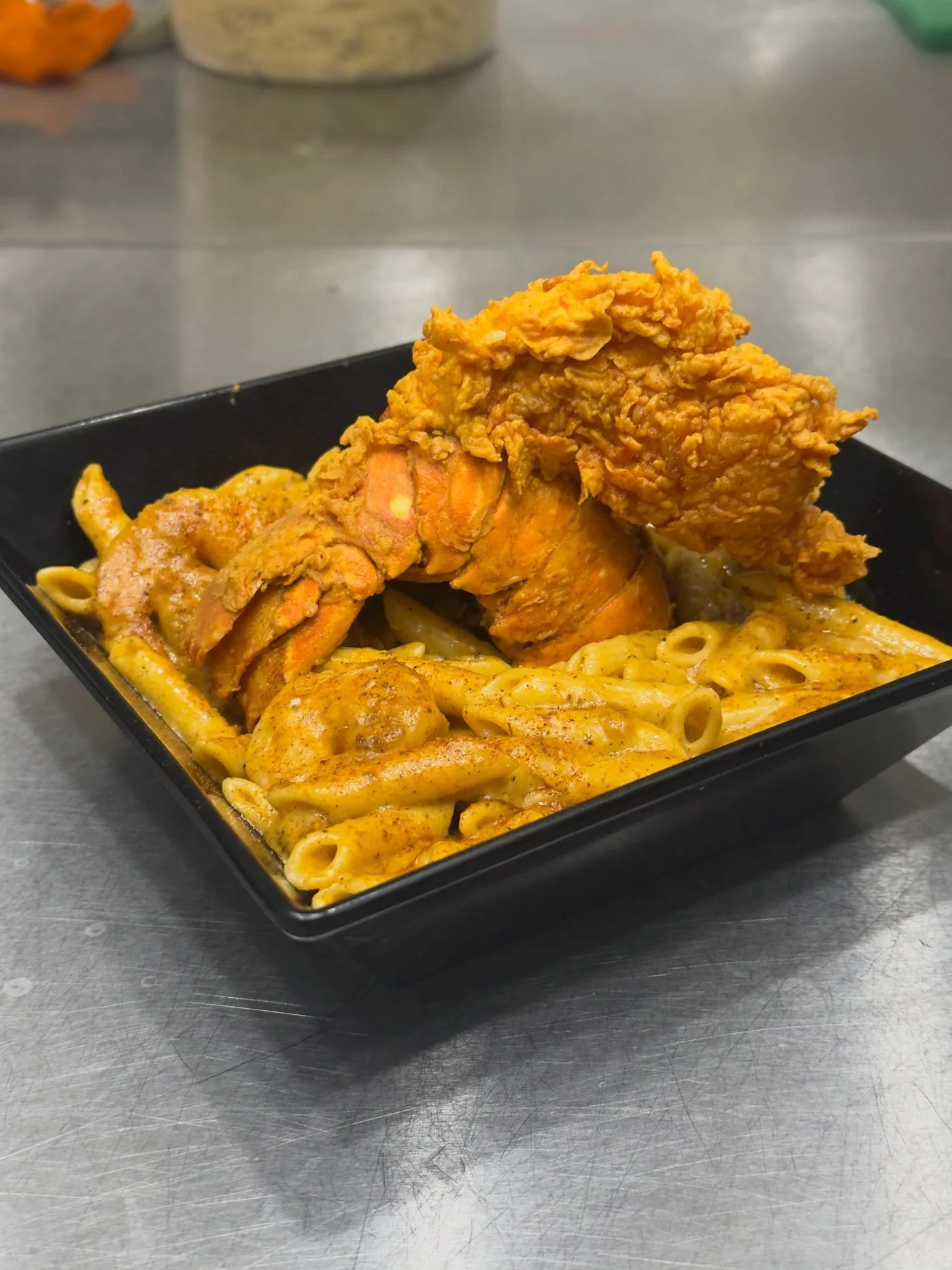 Fried seafood and fries